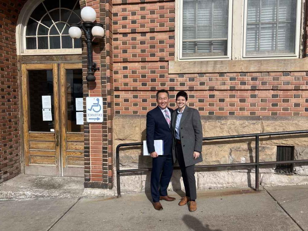 Annie Kurtz, ACLU of Colorado Senior Staff Attorney, ACLU Cooperating Counsel (left to right) outside Teller Combined Court building